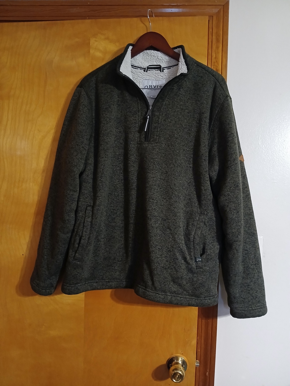 Orvis Men’s Olive Green Quarter-Zip Fleece Pullover